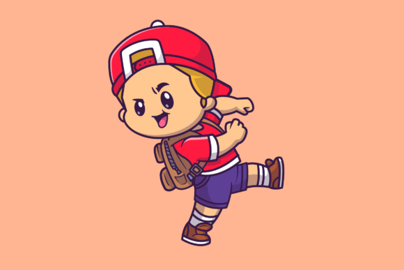 Cute Boy Going to School Cartoon Review