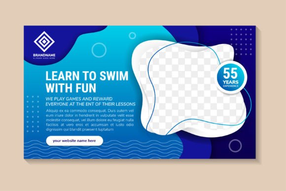 Learn to Swim Horizontal Banner: A Designer's Take on Graphics and Social Media Templates