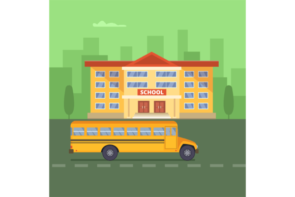 School Illustration. Kids Education Buil Graphics